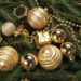 high angle shot golden baubles